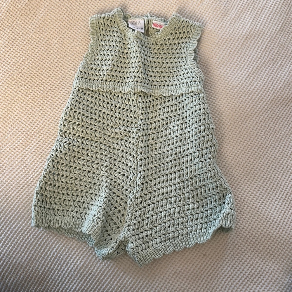 Zara light aqua crochet romper - 12-18 months